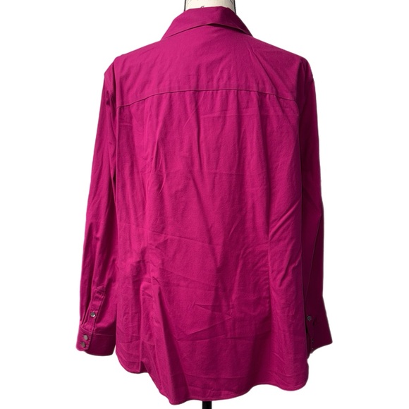 Talbots -Non-Iron Button-Down Shirt - Magenta - Size 18W - Picture 5 of 9